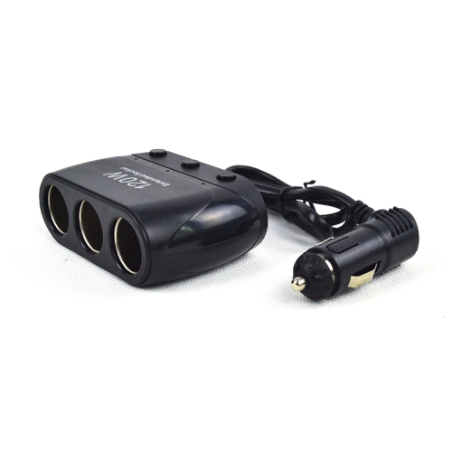 

Cigarette Lighter Adapter Splitter 3 Sockets Cigarette Lighter Splitter 12V/24V Power Car Charger(Black)