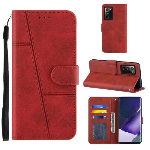 

For Samsung Galaxy Note20 Ultra Stitching Calf Texture Buckle Horizontal Flip Leather Case with Holder & Card Slots & Wallet & Lanyard(Red)