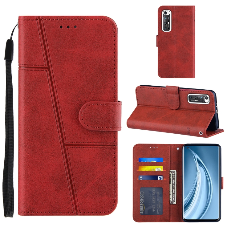 

For Xiaomi Mi 10S Stitching Calf Texture Buckle Horizontal Flip Leather Case with Holder & Card Slots & Wallet & Lanyard(Red)