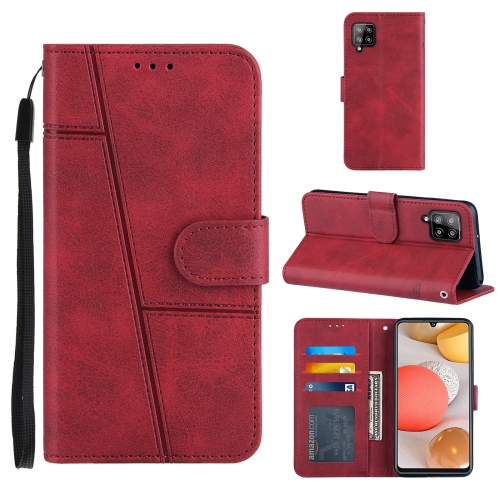 

For Samsung Galaxy A42 5G Stitching Calf Texture Buckle Horizontal Flip Leather Case with Holder & Card Slots & Wallet & Lanyard(Red)