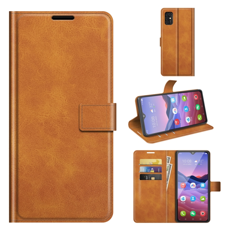 

For ZTE V2020 Smart Retro Calf Pattern Buckle Horizontal Flip Leather Case with Holder & Card Slots & Wallet(Yellow)