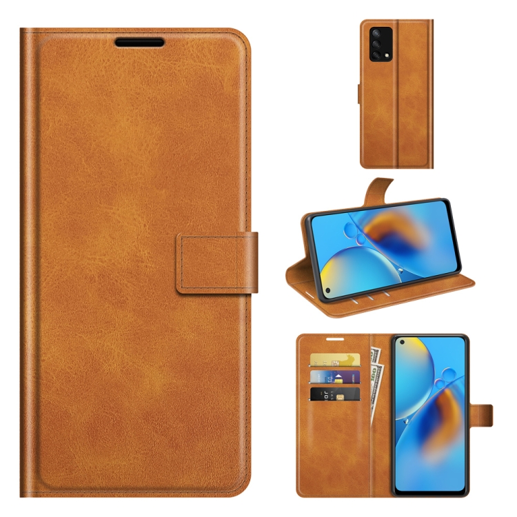 

For OPPO F19 / OPPO A74 4G Retro Calf Pattern Buckle Horizontal Flip Leather Case with Holder & Card Slots & Wallet(Yellow)