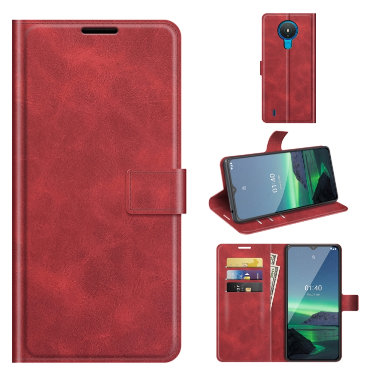

For Nokia 1.4 Retro Calf Pattern Buckle Horizontal Flip Leather Case with Holder & Card Slots & Wallet(Red)