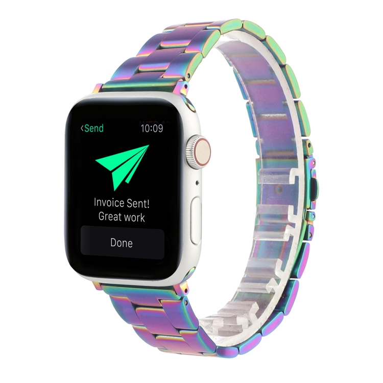 

Stainless Steel Three Beads Hand Detachable Xiaoman Waist Strap Wristband For Series 6 & SE & 5 & 4 44mm / 3 & 2 & 1 42mm(Colorful)