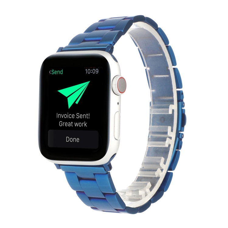 

Stainless Steel Three Beads Hand Detachable Xiaoman Waist Strap Wristband For Series 6 & SE & 5 & 4 40mm / 3 & 2 & 1 38mm(Blue)