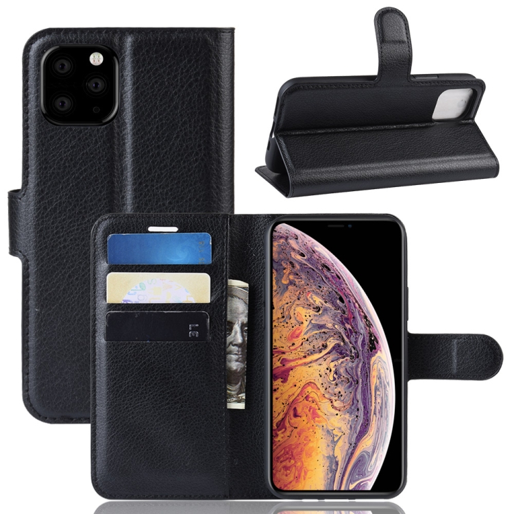 

Litchi Skin PU Leather Wallet Stand Mobile Casing for iPhone 11 Pro Max(Black)