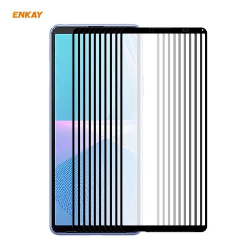 

For Sony Xperia 10 III 10 PCS ENKAY Hat-Prince Full Glue 0.26mm 9H 2.5D Tempered Glass Full Coverage Film