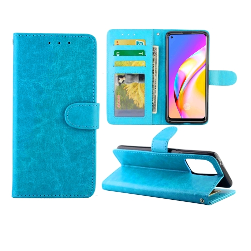 

For OPPO F19 Pro / A94 4G / Reno F Crazy Horse Texture Leather Horizontal Flip Protective Case with Holder & Card Slots & Wallet & Photo Frame(Baby Blue)