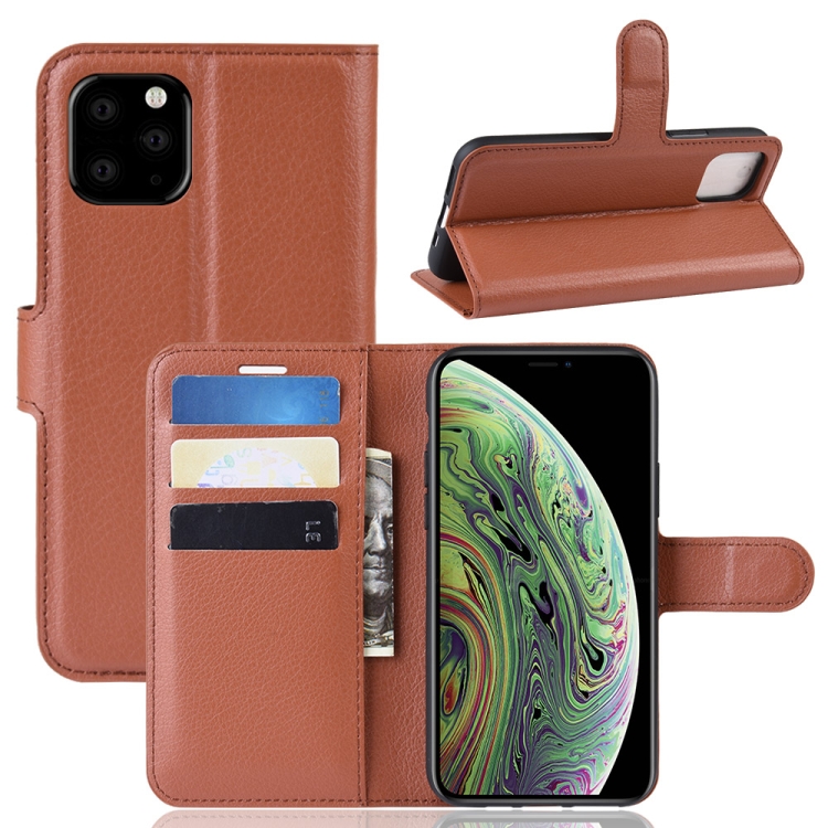 

Litchi Skin PU Leather Wallet Stand Mobile Casing for iPhone 11 Pro(Brown)