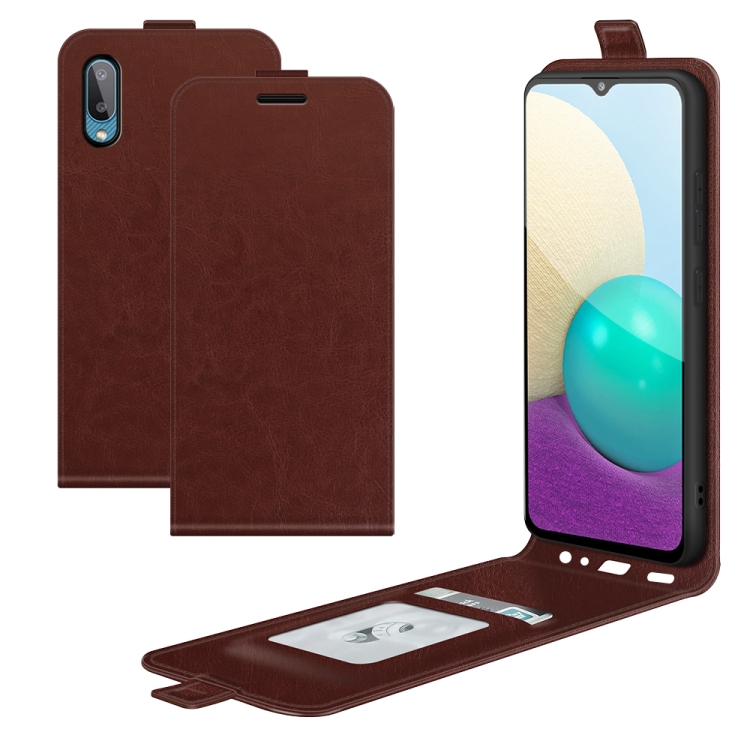 

For Samsung Galaxy A02 R64 Texture Single Vertical Flip Leather Protective Case with Card Slots & Photo Frame(Brown)