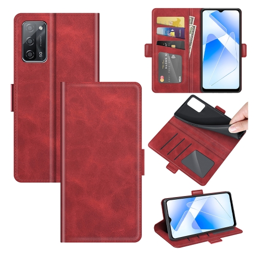 

For OPPO A55 5G Dual-side Magnetic Buckle Horizontal Flip Leather Case with Holder & Card Slots & Wallet(Red)