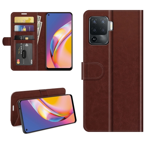 

For OPPO A94 4G / F19 Pro / Reno5 Lite R64 Texture Single Horizontal Flip Protective Case with Holder & Card Slots & Wallet& Photo Frame(Brown)