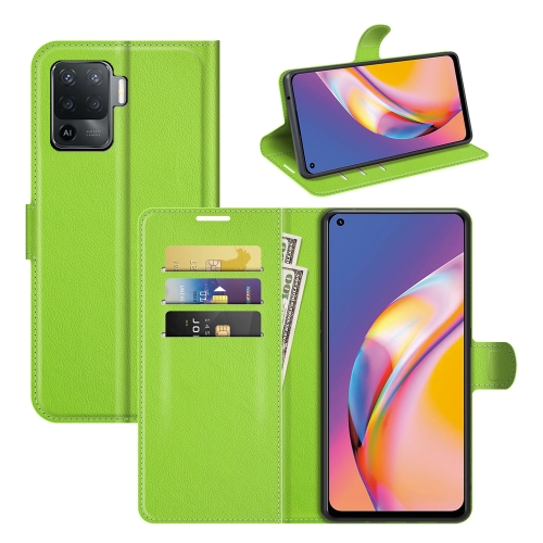 

For OPPO A94 4G / F19 Pro / Reno 5 Lite Litchi Texture Horizontal Flip Protective Case with Holder & Card Slots & Wallet(Green)