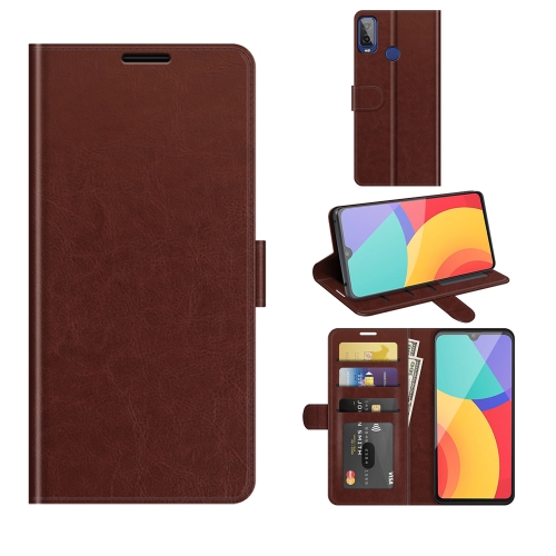 

For Alcatel 1L 2021 R64 Texture Single Horizontal Flip Protective Case with Holder & Card Slots & Wallet& Photo Frame(Brown)