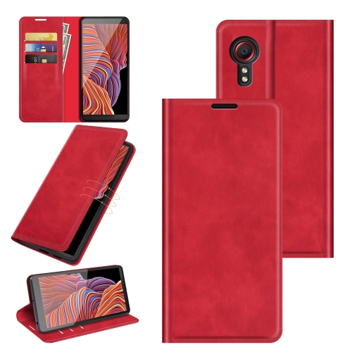 

For Samsung Galaxy Xcover 5 / Xcover 5S Retro-skin Business Magnetic Suction Leather Case with Holder & Card Slots & Wallet(Red)