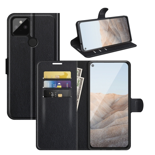 

For Google Pixel 5A 5G Litchi Texture Horizontal Flip Protective Case with Holder & Card Slots & Wallet(Black)