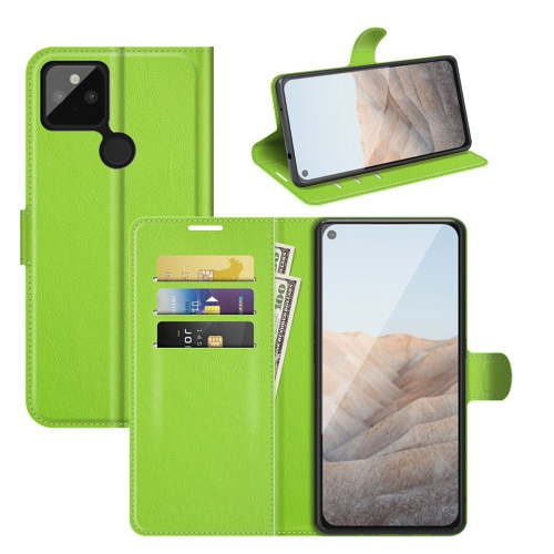 

For Google Pixel 5A 5G Litchi Texture Horizontal Flip Protective Case with Holder & Card Slots & Wallet(Green)