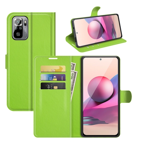 

For Xiaomi Redmi Note 10 4G / Note 10S Litchi Texture Horizontal Flip Protective Case with Holder & Card Slots & Wallet(Green)