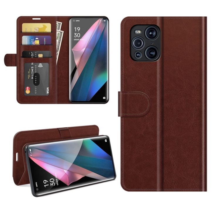 

For OPPO Find X3 Pro / Find X3 R64 Texture Single Horizontal Flip Protective Case with Holder & Card Slots & Wallet& Photo Frame(Brown)