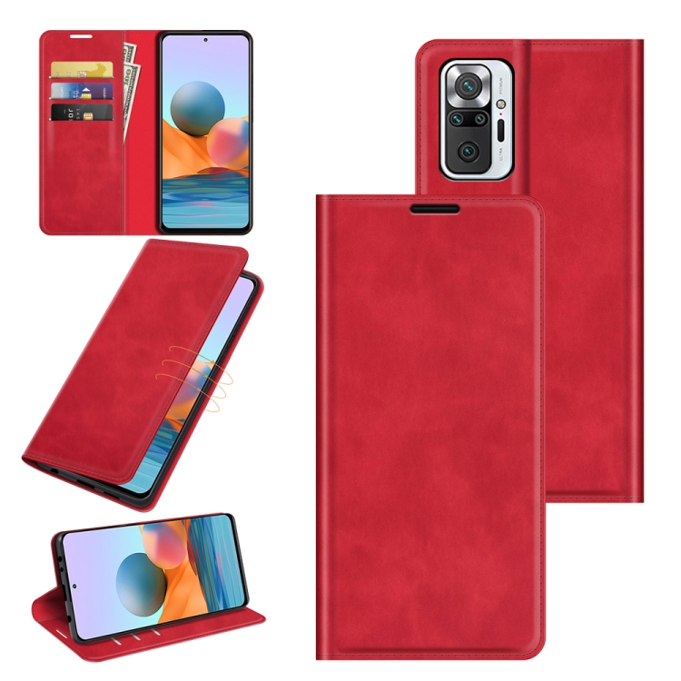 

For Xiaomi Redmi Note 10 Pro / Note 10 Pro Max Retro-skin Business Magnetic Suction Leather Case with Holder & Card Slots & Wallet(Red)