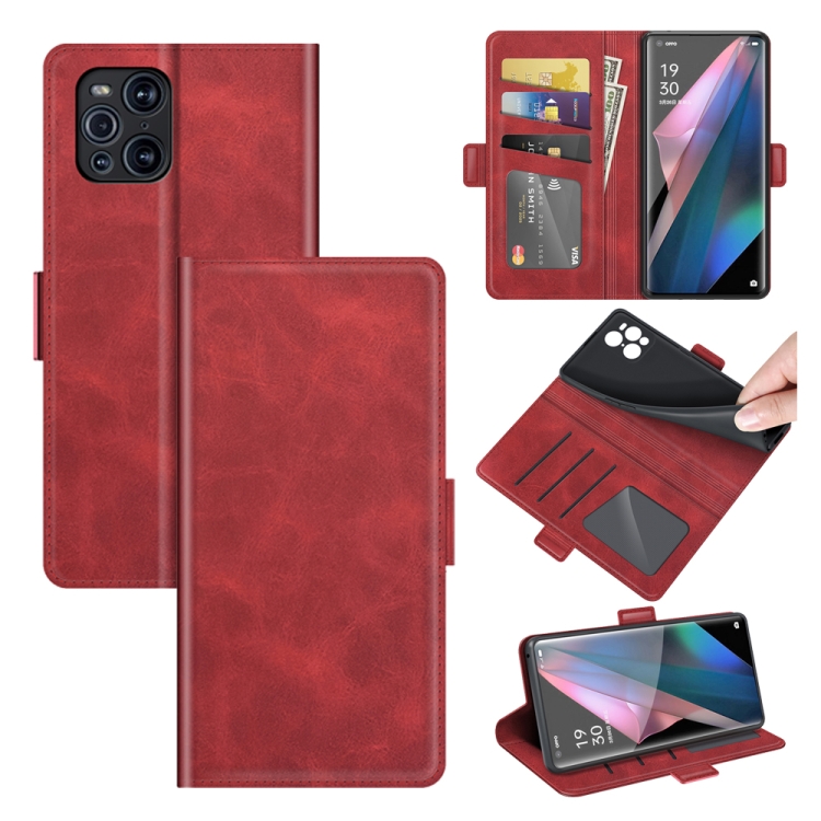 

For OPPO Find X3 Pro / Find X3 Dual-side Magnetic Buckle Horizontal Flip Leather Case with Holder & Card Slots & Wallet(Red)