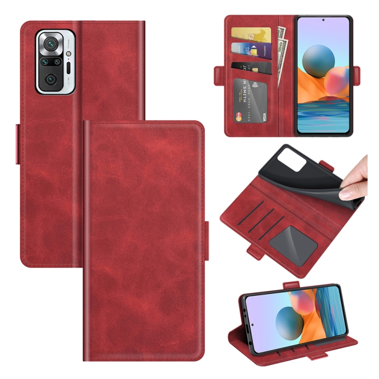 

For Xiaomi Redmi Note 10 Pro / Note 10 Pro (Indian Version) / Note 10 Pro Max Dual-side Magnetic Buckle Horizontal Flip Leather Case with Holder & Card Slots & Wallet(Red)
