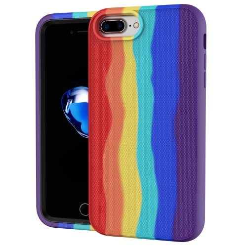 

For iPhone 8Plus / 7 Plus Rainbow Silicone +PC Shockproof Skid-proof Dust-proof Case(Rainbow Red)