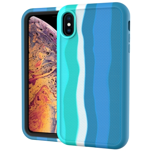 

For iPhone X/XS Rainbow Silicone +PC Shockproof Skid-proof Dust-proof Case(Rainbow Green)