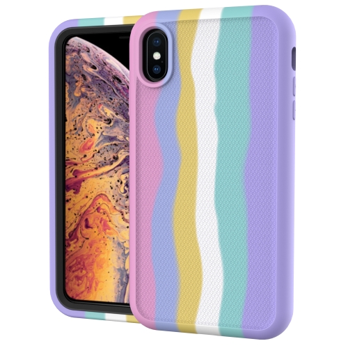 

For iPhone XS Max Rainbow Silicone +PC Shockproof Skid-proof Dust-proof Case(Rainbow Pink)