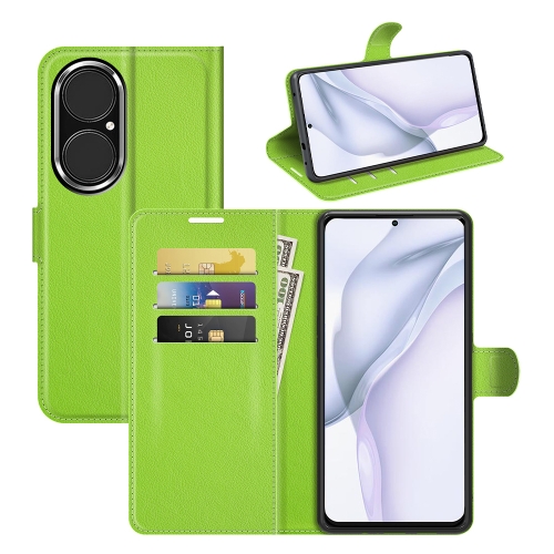 

For Huawei P50 Litchi Texture Horizontal Flip Protective Case with Holder & Card Slots & Wallet(Green)