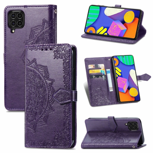 

For Samsung Galaxy F62 / M62 Mandala Embossing Pattern Horizontal Flip Leather Case with Holder & Card Slots & Wallet & Lanyard(Purple)