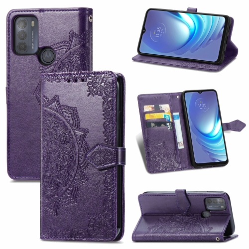 

For Motorola Moto G50 Mandala Embossing Pattern Horizontal Flip Leather Case with Holder & Card Slots & Wallet & Lanyard(Purple)