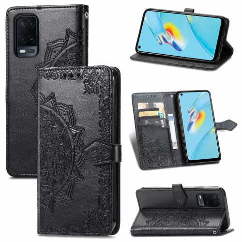 

For OPPO A54 4G Mandala Embossing Pattern Horizontal Flip Leather Case with Holder & Card Slots & Wallet & Lanyard(Black)