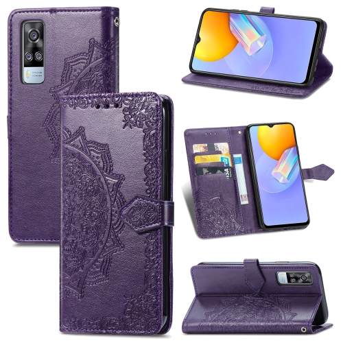 

For vivo Y51 Mandala Embossing Pattern Horizontal Flip Leather Case with Holder & Card Slots & Wallet & Lanyard(Purple)