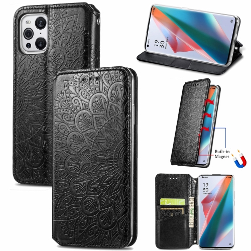 

For OPPO Find X3 Pro / Find X3 Blooming Mandala Embossed Pattern Magnetic Horizontal Flip Leather Case with Holder & Card Slots & Wallet(Black)