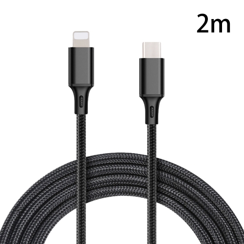 

PD 18W USB-C / Type-C to 8 Pin Nylon Braided Data Cable is Suitable for iPhone Series / iPad Series, Length: 2m(Black)