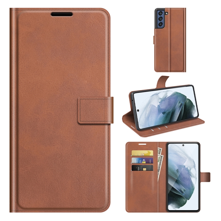 

For Samsung Galaxy S21 FE Retro Calf Pattern Buckle Horizontal Flip Leather Case with Holder & Card Slots & Wallet(Light Brown)