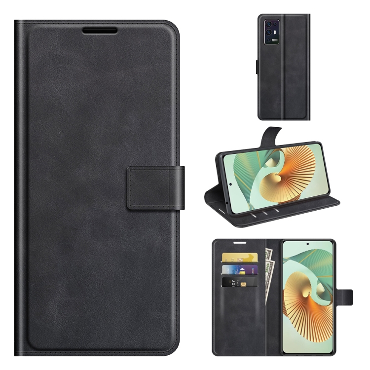 

For ZTE Axon 30 Pro Retro Calf Pattern Buckle Horizontal Flip Leather Case with Holder & Card Slots & Wallet(Black)