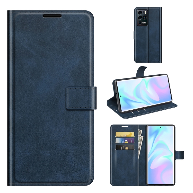 

For ZTE Axon 30 Ultra Retro Calf Pattern Buckle Horizontal Flip Leather Case with Holder & Card Slots & Wallet(Blue)