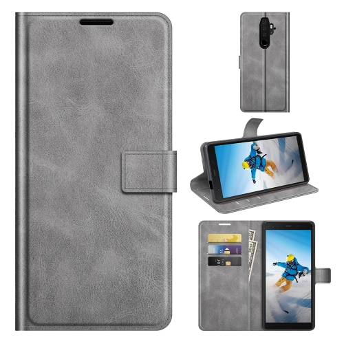 

For Blackview BV6300 Pro Retro Calf Pattern Buckle Horizontal Flip Leather Case with Holder & Card Slots & Wallet(Grey)