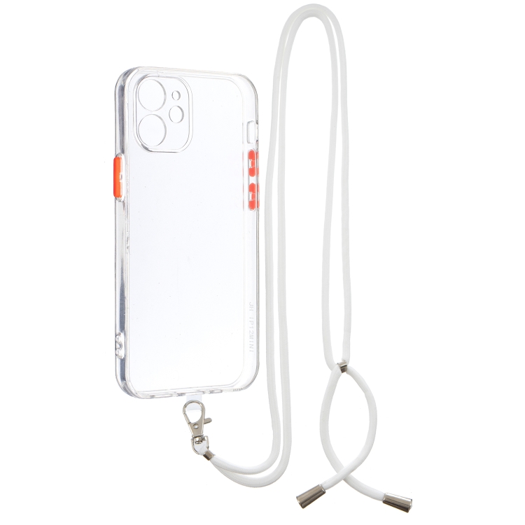 

Transparent PC+TPU Phone Case with Contrast Color Button & Neck Lanyard For iPhone 12 mini(Transparent)