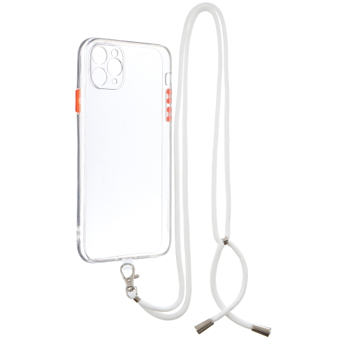 

Transparent PC+TPU Phone Case with Contrast Color Button & Neck Lanyard For iPhone 11 Pro Max(Transparent)