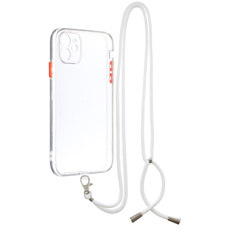 

Transparent PC+TPU Phone Case with Contrast Color Button & Neck Lanyard For iPhone 11(Transparent)
