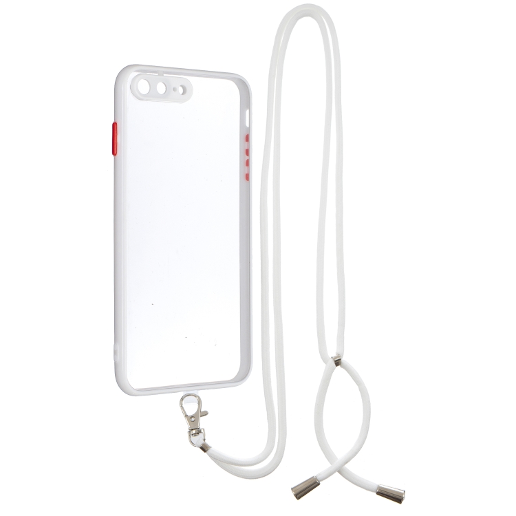 

Transparent PC+TPU Phone Case with Contrast Color Button & Neck Lanyard For iPhone 7 Plus / 8 Plus(Transparent)