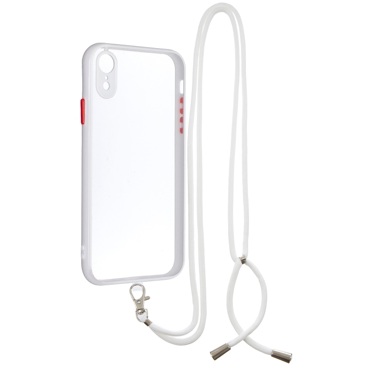 

Transparent PC+TPU Phone Case with Contrast Color Button & Neck Lanyard For iPhone XR(Transparent)
