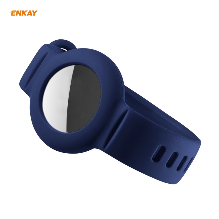 

ENKAY Hat-Prince Children Watch Band Style Silicone Anti-lost Case for Apple AirTag(Dark Blue)