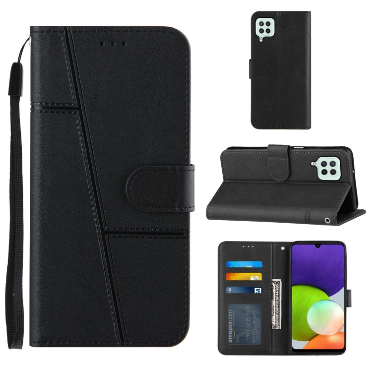 

Stitching Calf Texture Buckle Horizontal Flip Leather Case with Holder & Card Slots & Wallet & Lanyard For Galaxy A22 4G(Black)