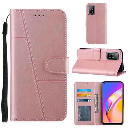 

Stitching Calf Texture Buckle Horizontal Flip Leather Case with Holder & Card Slots & Wallet & Lanyard For OPPO A94 5G/F19 Pro / Reno5 Z(Pink)