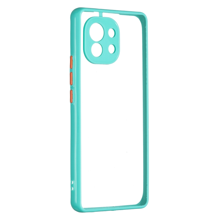 

Transparent PC+TPU Phone Case with Contrast Color Button For Xiaomi Mi 11(Green)