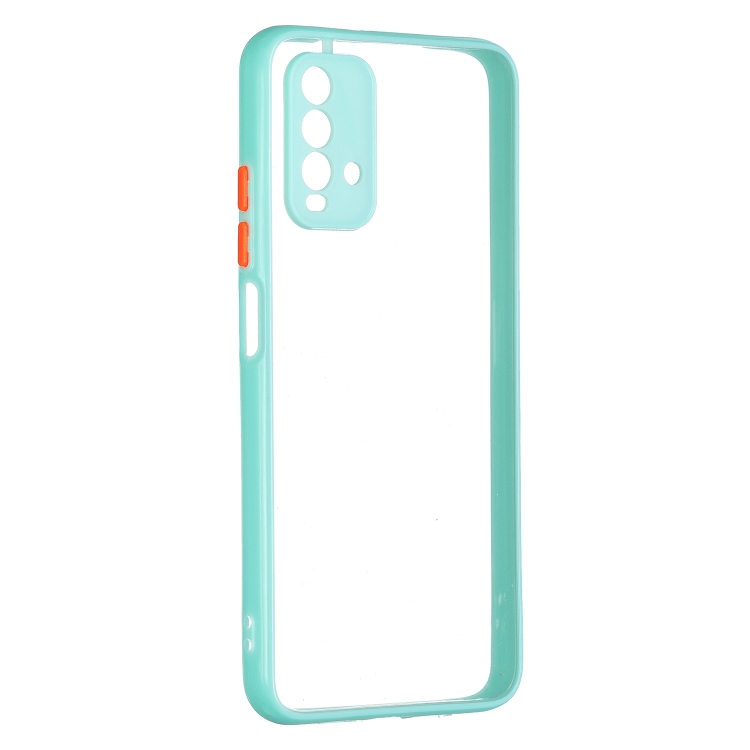 

Transparent PC+TPU Phone Case with Contrast Color Button For Xiaomi Redmi 9T(Green)